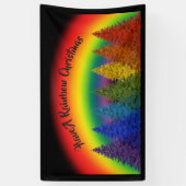 Gepersonaliseerde regenboogkerstboom spandoek (Verticaal)
