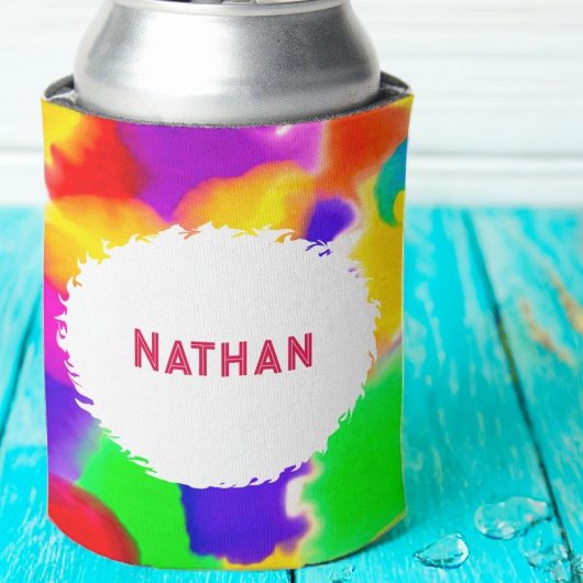 Gepersonaliseerde regenboogkleur Splash Blikjeskoeler