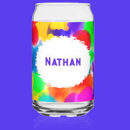 Gepersonaliseerde regenboogkleur Splash Blikvorm Glas