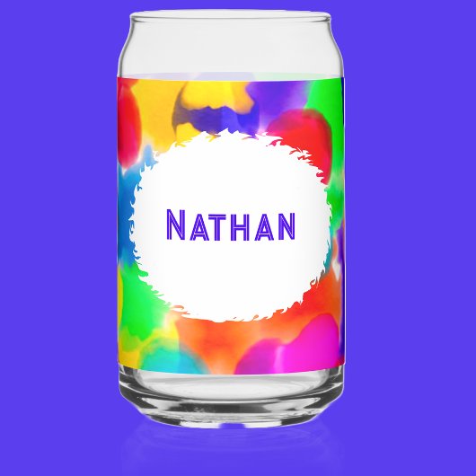 Gepersonaliseerde regenboogkleur Splash Blikvorm Glas