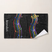 Gepersonaliseerde regenboogkleurige Muzieknoten Bad Handdoek (Handdoek)