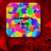 Gepersonaliseerde regenboogkleursplash papieren bordje