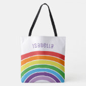 Gepersonaliseerde regenboogmeisjes kleurige aangep tote bag (Voorkant)