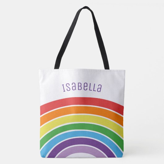 Gepersonaliseerde regenboogmeisjes kleurige aangep tote bag (Voorkant)