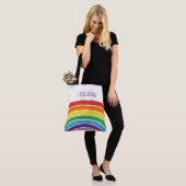 Gepersonaliseerde regenboogmeisjes kleurige aangep tote bag (Op model)