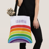 Gepersonaliseerde regenboogmeisjes kleurige aangep tote bag (Dichtbij)