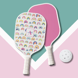 Gepersonaliseerde regenboogmeisjes pickleball paddle