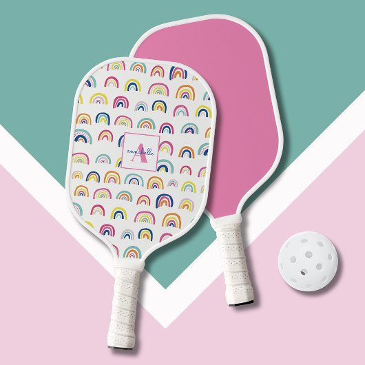 Gepersonaliseerde regenboogmeisjes pickleball paddle