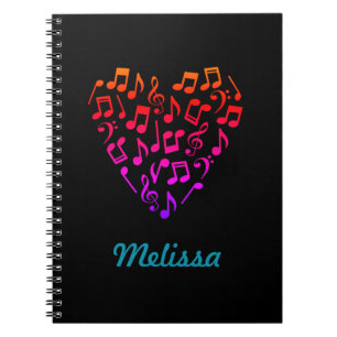 Gepersonaliseerde regenboogmuziekhartlaptop (mediu notitieboek