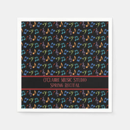 Gepersonaliseerde regenboogMuzieknoten (zwart) Servet