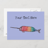 Gepersonaliseerde regenboogNarwhal Briefkaart (Voorkant / Achterkant)