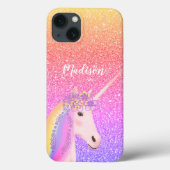 Gepersonaliseerde regenboogontsteking roze glitter Case-Mate iPhone case (Achterkant)