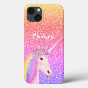 Gepersonaliseerde regenboogontsteking roze glitter Case-Mate iPhone case