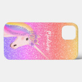 Gepersonaliseerde regenboogontsteking roze glitter Case-Mate iPhone case (Achterkant (horizontaal))