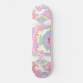 Gepersonaliseerde regenboogroze Unicorn skateboard (Voorkant)