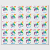 Gepersonaliseerde regenbooguners Happy Birthday Ki Cadeaupapier (Vlak)