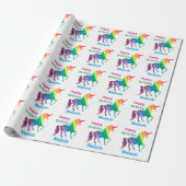 Gepersonaliseerde regenbooguners Happy Birthday Ki Cadeaupapier (Uitgerold)