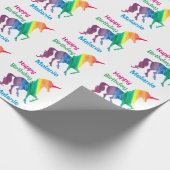 Gepersonaliseerde regenbooguners Happy Birthday Ki Cadeaupapier (Hoek)