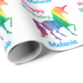 Gepersonaliseerde regenbooguners Happy Birthday Ki Cadeaupapier (Rol Hoek)