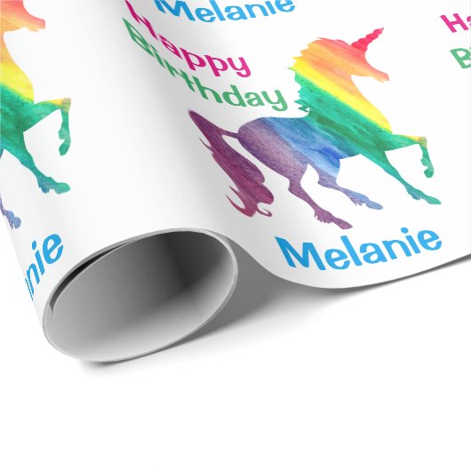 Gepersonaliseerde regenbooguners Happy Birthday Ki Cadeaupapier (Rol Hoek)