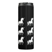 Gepersonaliseerde regenboogunikorn zwart witpatroo thermosbeker (Achterkant)