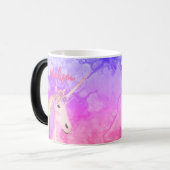 Gepersonaliseerde regenboogunjorn Hot Chocolate Ki Magische Mok (Voorkant links)
