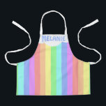 Gepersonaliseerde regenboogwolk kleurig schort<br><div class="desc">Regenboogstrepen en op wolken toegesneden kinder pron.</div>