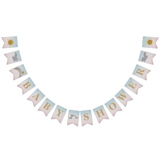 Gepersonaliseerde regenboogwolken met zonnescherm& vlaggetjes (Alle)