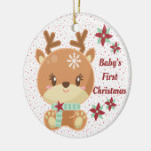 Gepersonaliseerde Reindeer Baby's Eerste Kerstmis Keramisch Ornament (Links)