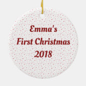 Gepersonaliseerde Reindeer Baby's Eerste Kerstmis Keramisch Ornament (Achterkant)