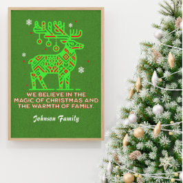 Gepersonaliseerde Reindeer Magic Familie Kerstmis Poster