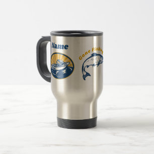 Gepersonaliseerde Reis Koffiemok 'Gone Fishing' Reisbeker