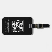 Gepersonaliseerde reis label Naam en qr code zwart Bagagelabel (Voorkant horizontaal)