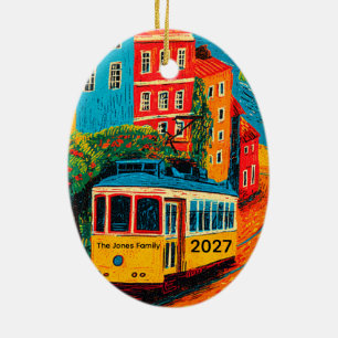 Gepersonaliseerde reis naar Lissabon Portugal Keramisch Ornament
