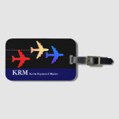 Gepersonaliseerde reiskleurvliegtuigen bagagelabel (Voorkant (horizontaal))