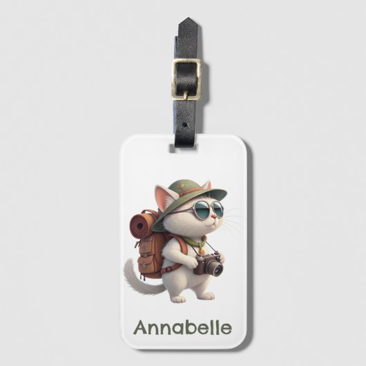 Gepersonaliseerde Reistas Kat Bagagelabel (Voorkant (verticaal))