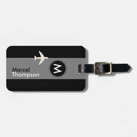Gepersonaliseerde reizen. Elegant monogram Modern Bagagelabel (Voorkant horizontaal)