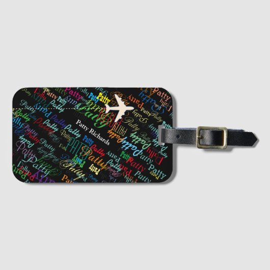 Gepersonaliseerde reizen. Kleurrijke naam. Custom Bagagelabel (Voorkant (horizontaal))