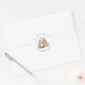 Gepersonaliseerde religieuze geboorte Kerst sticke Ronde Sticker (Envelop)