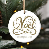 Gepersonaliseerde Religieuze Gouden Script Noel Na Keramisch Ornament