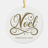 Gepersonaliseerde Religieuze Gouden Script Noel Na Keramisch Ornament (Voorkant)