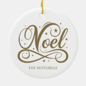 Gepersonaliseerde Religieuze Gouden Script Noel Na Keramisch Ornament (Achterkant)