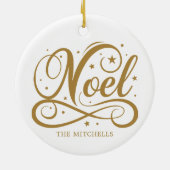 Gepersonaliseerde Religieuze Gouden Script Noel Na Keramisch Ornament (Achterkant)