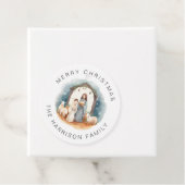 Gepersonaliseerde religieuze kerstmis bedankjes labels (In situ)