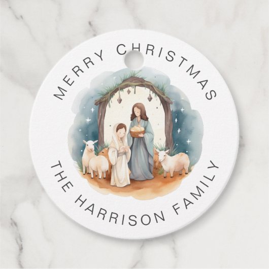 Gepersonaliseerde religieuze kerstmis bedankjes labels (Voorkant)