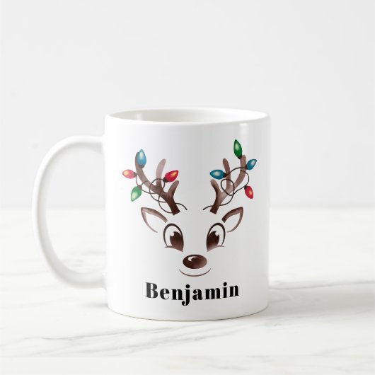 Gepersonaliseerde Rendier Boy Kerstmis Koffiemok (Links)