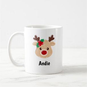 Gepersonaliseerde rendier gezicht cadeau Mok