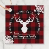 Gepersonaliseerde rendier rood en zwart Buffalo Pl Bedankjes Labels (Voorkant)