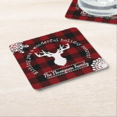 Gepersonaliseerde rendier rood en zwart Buffalo Pl Kartonnen Onderzetters (Schuin)