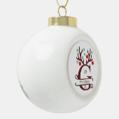 Gepersonaliseerde rendierAntlers Familienaam "G" Keramische Bal Ornament (Links)